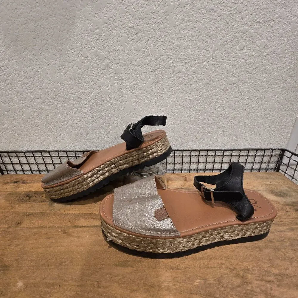 POPA Metallic Gold Menorquina Platform Sandal Sz 39 (US-8.5)